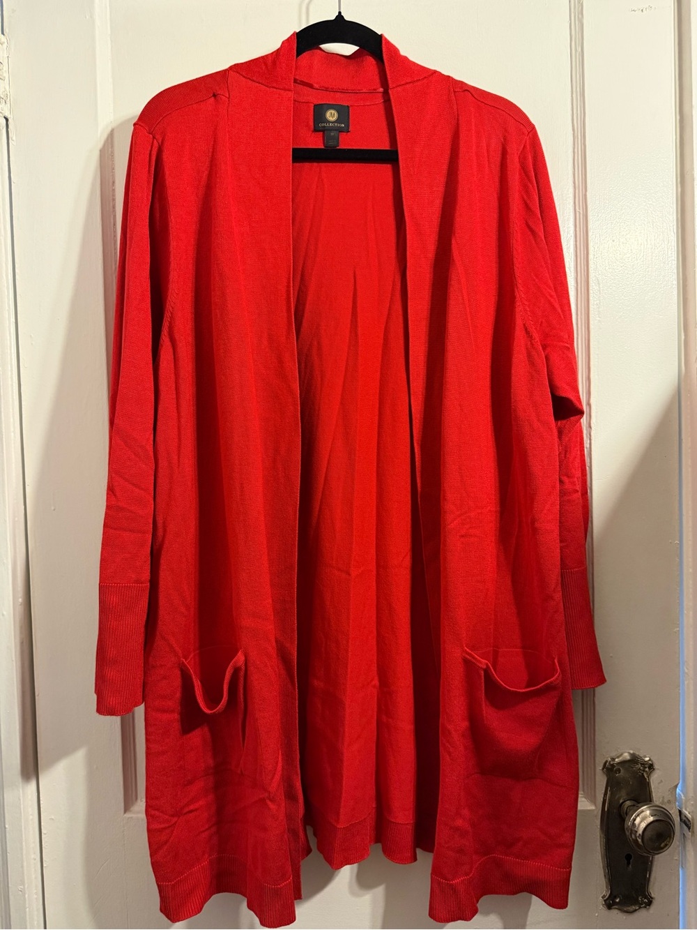 JM Collection Red Open-Front Cardigan Sweater